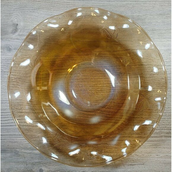 Crystal Clean Marigold Floral Carnival Glass Ruffled Fruits Salad Serving Bowls - Picture 6 of 12